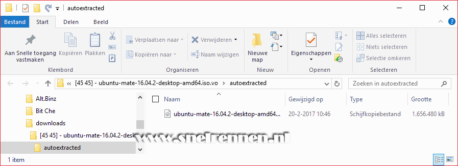 Download geopend in Windows verkenner