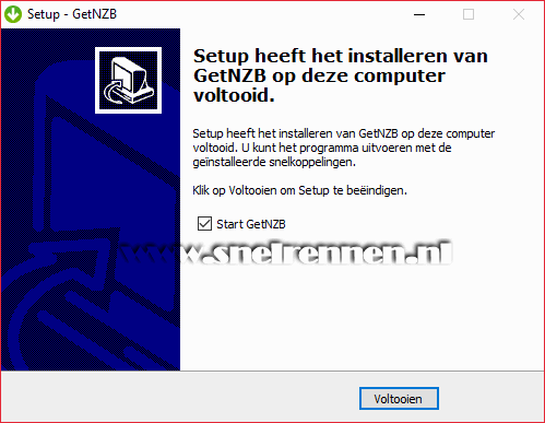 GetNZB installatie gereed