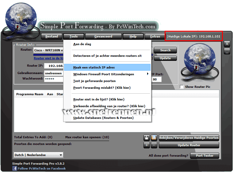 Simple Port Forwarding, statisch ip maken 