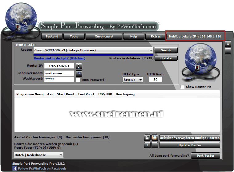 Simple Port Forwarding, statisch ip gemaakt