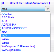 SUPER, select output audio container