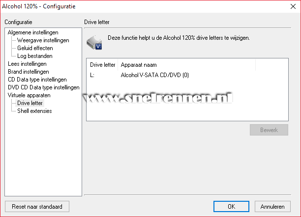 Alcohol 120%, Virtuele drive letter wijzigen