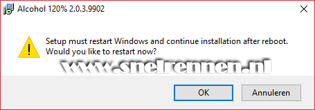 Alcohol120%, continue installation after reboot