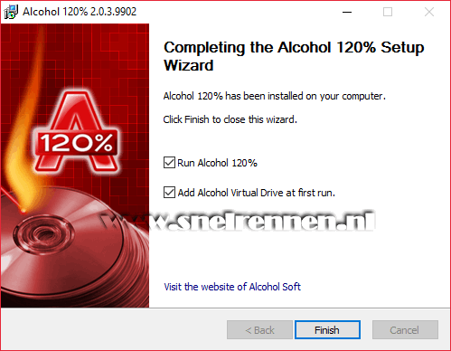 Completing the Alcohol 120% setup wizard