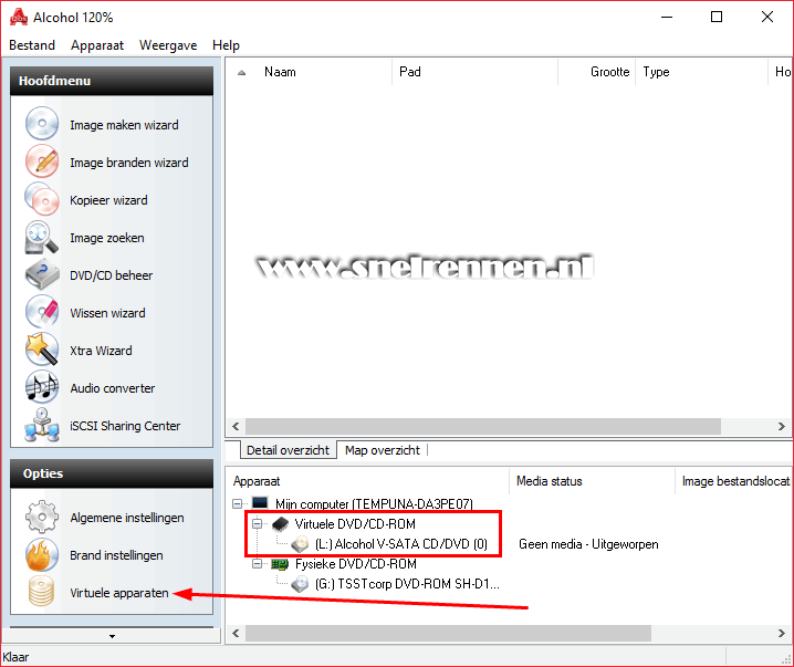 Alchol 120%, virtuele schijf configureren