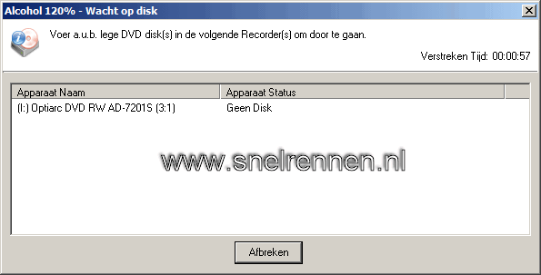 Alcohol 120%, wacht op disk