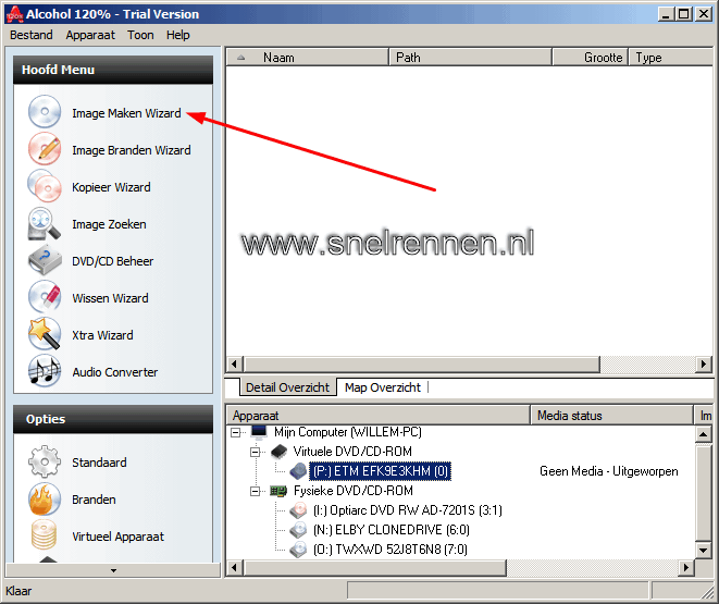 Maak image bestand wizard van Alcohol 120%