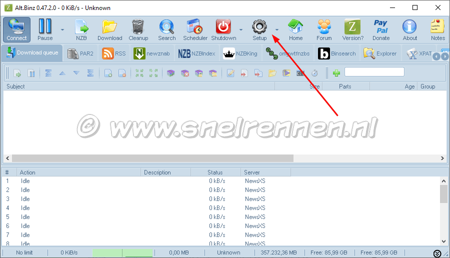 Alt.Binz V 0.47.2, opstartscherm