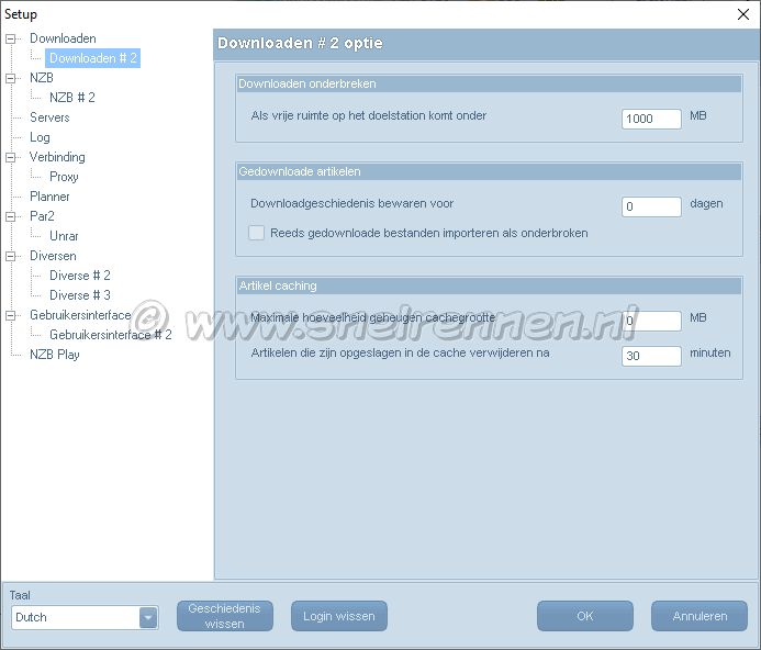 Alt.Binz configuratie, tabblad download options#2