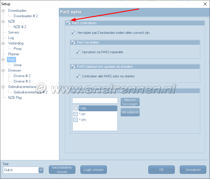 Alt.Binz configuratie, tabbald nieuwsservers