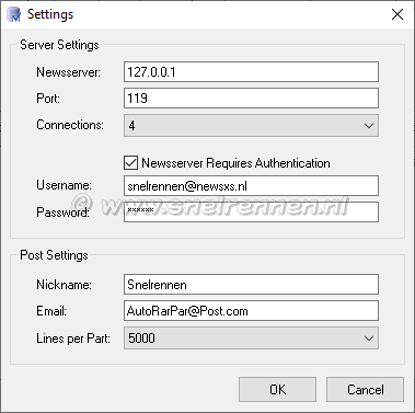 AutoRarPar, settings met Stunnel