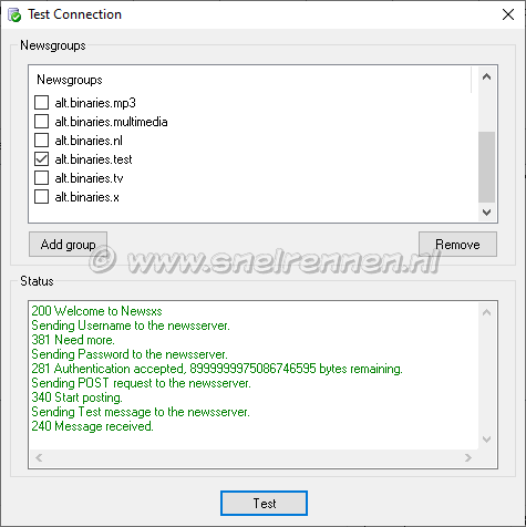 AutoRarPar, test connection