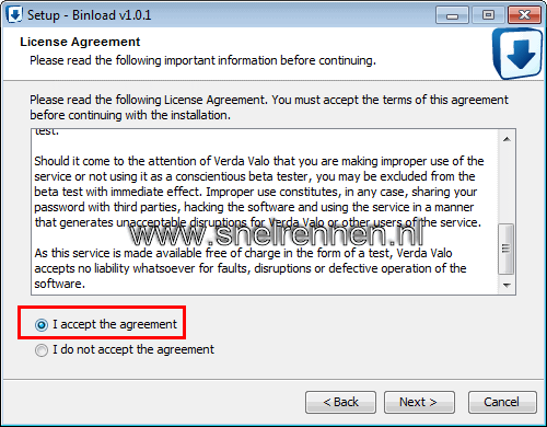 Binload, license agreement