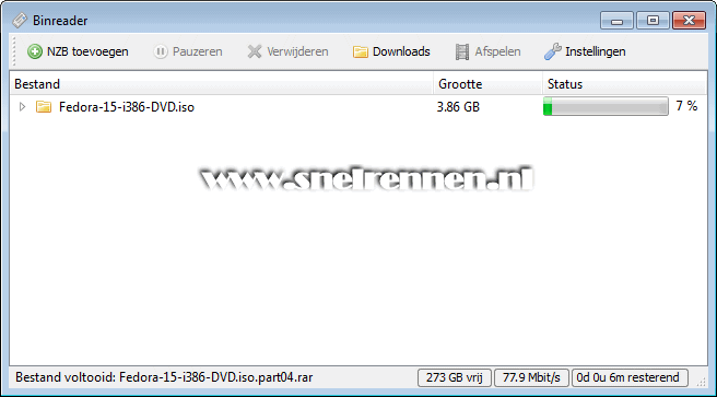 Binreader, nzb bestand downloaden