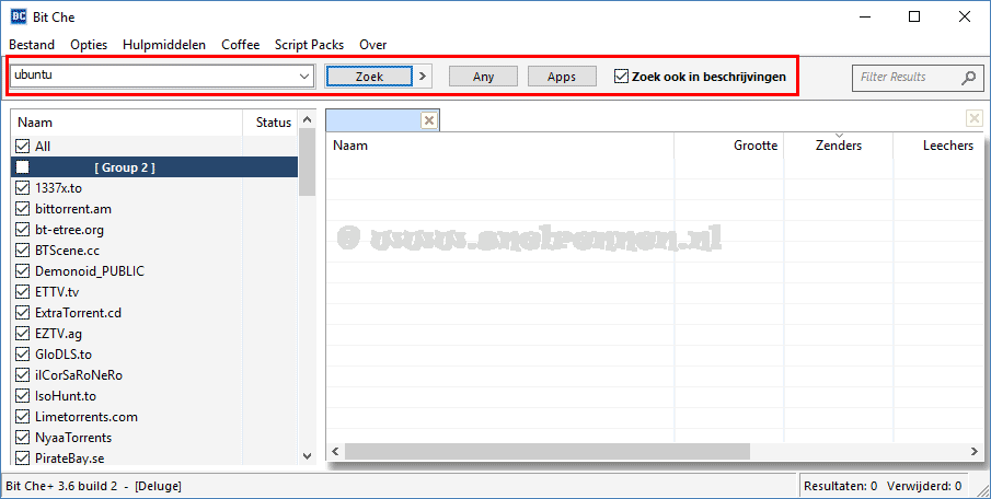 torrent bestand zoeken met Bit Che