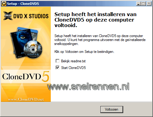 CloneDVD5, installatie voltooid
