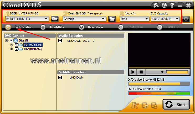 CloneDVD5 opstartscherm