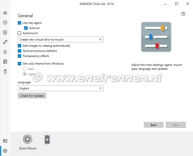 Daemon Tools Lite, Settings, tabblad General