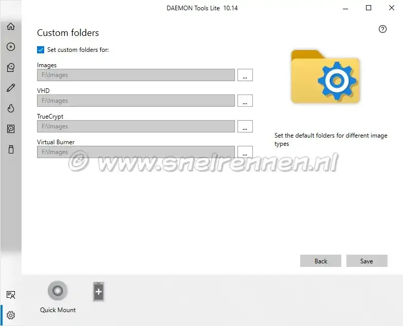 Daemon Tools Lite, voorkeuren. Tabblad  Customer Folder