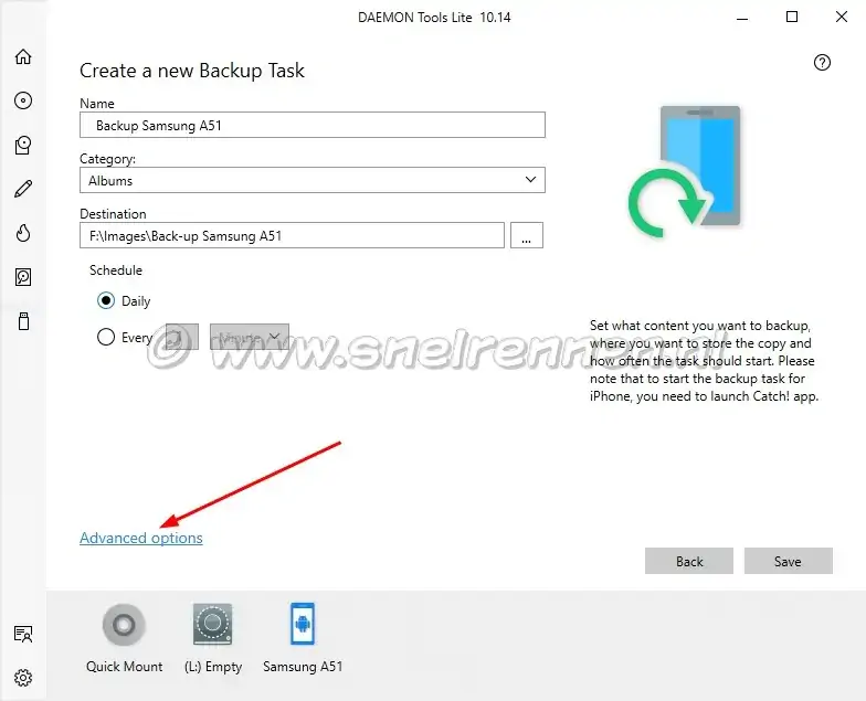 Daemon Tools Lite, Catch! new Backup task