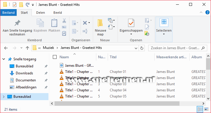 Met Windows verkenner de gemaakte bestanden bekijken