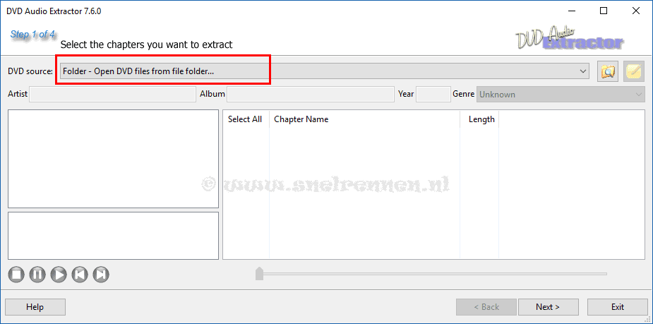 dvd audio extractor, bestanden selelecteren