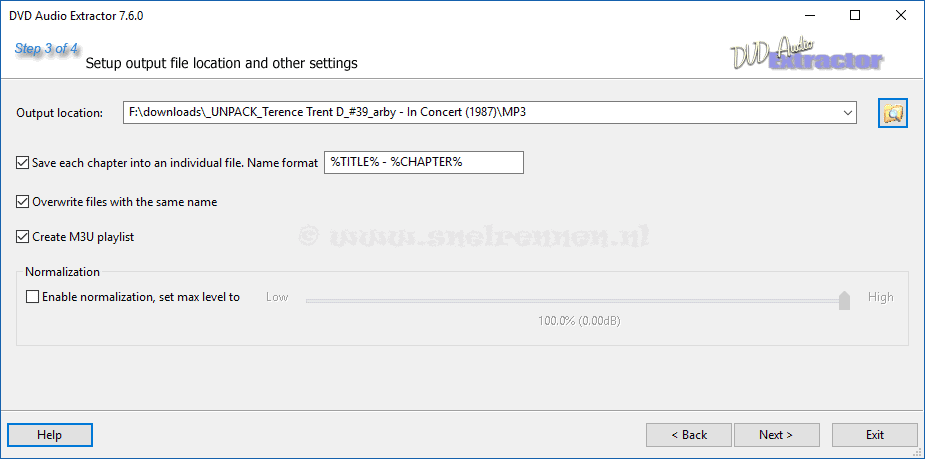 dvd audio extractor, uitvoer map selecteren