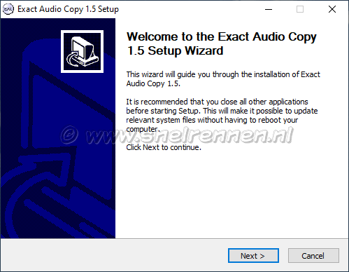 Exact Audio Copy, Setup wizard