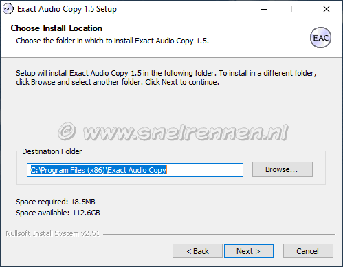 Exact Audio Copy, install location