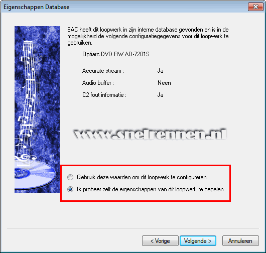 Exact Audio Copy, eigenschappen database