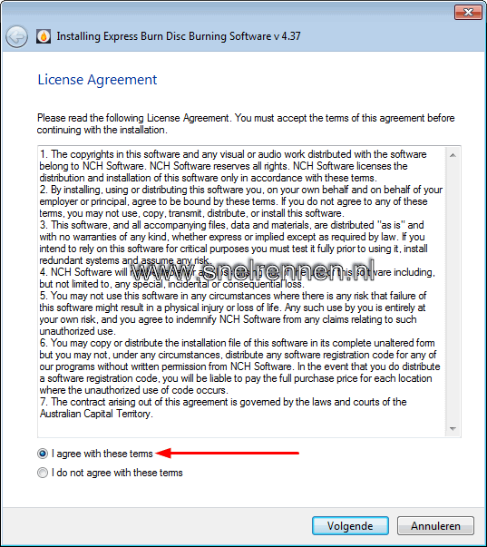 Express Burn, license agreement