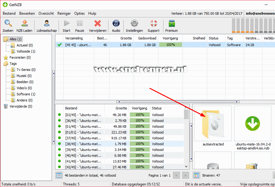 GetNZB, download gereed