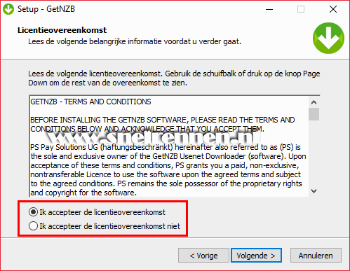 GetNZB licentieovereenkomst