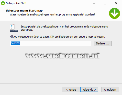 GetNZB, select start menu map