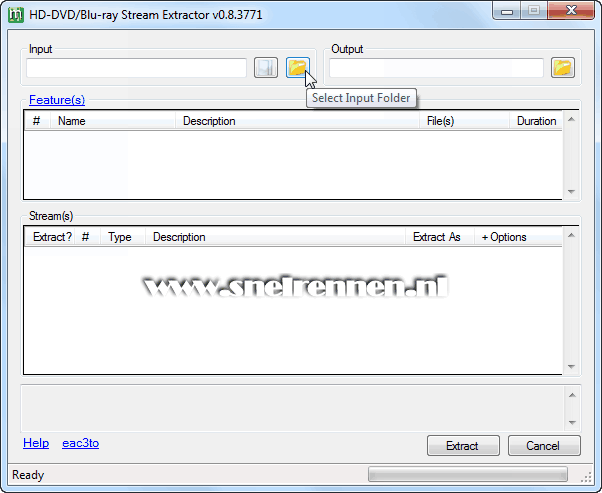HdBrStreamExtractor, opstartscherm