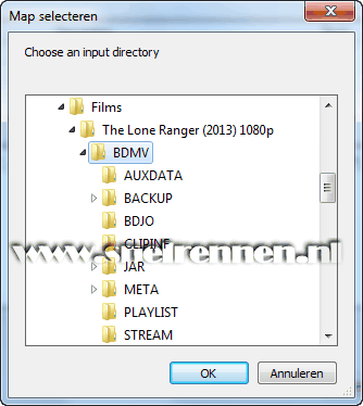 HdBrStreamExtractor, input map selecteren