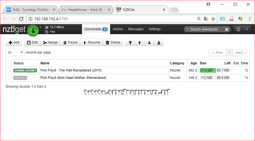NZBGet, download via Headphones