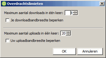 Limewire, overdrachtslimieten