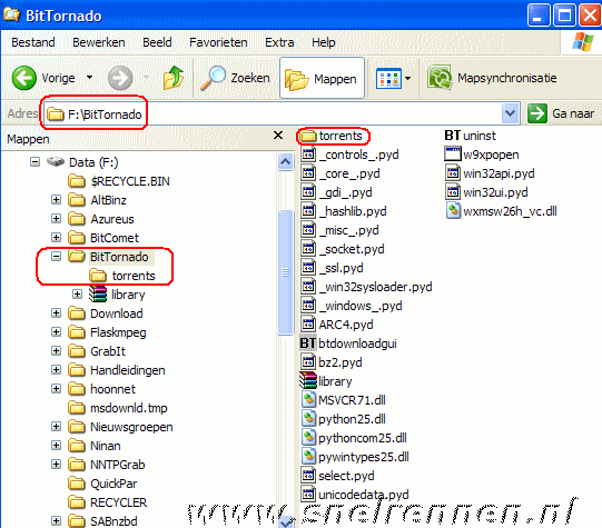 submap voor de torrent bestanden