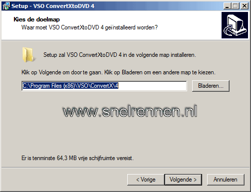 Installatiemap voor convertxtodvd opgeven