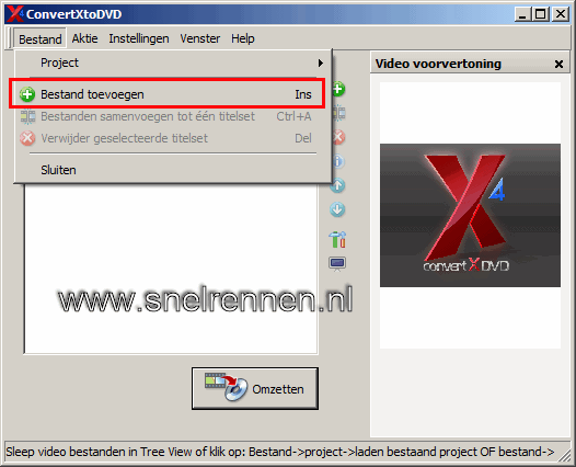 Videobestand toevoegen aan convertxtodvd