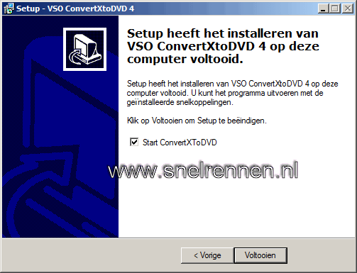 Installatie convertxtodvd voltooid