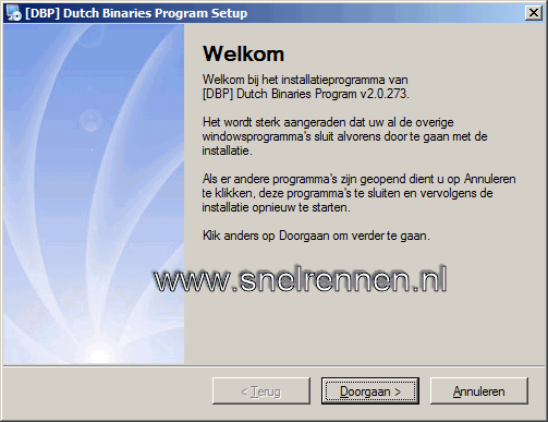 Het installatie programma van DBP