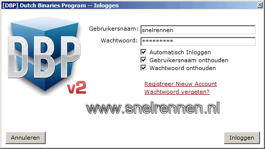 DBP, inloggen