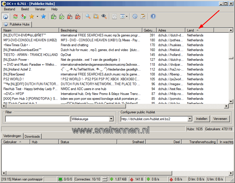 DC++: publieke hubs