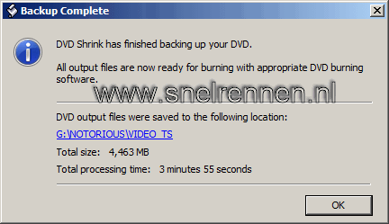 DVD Shrink is klaar