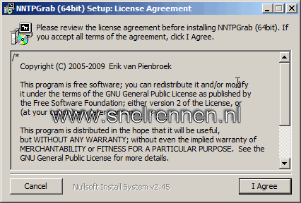 NNTPGrab, license agreement