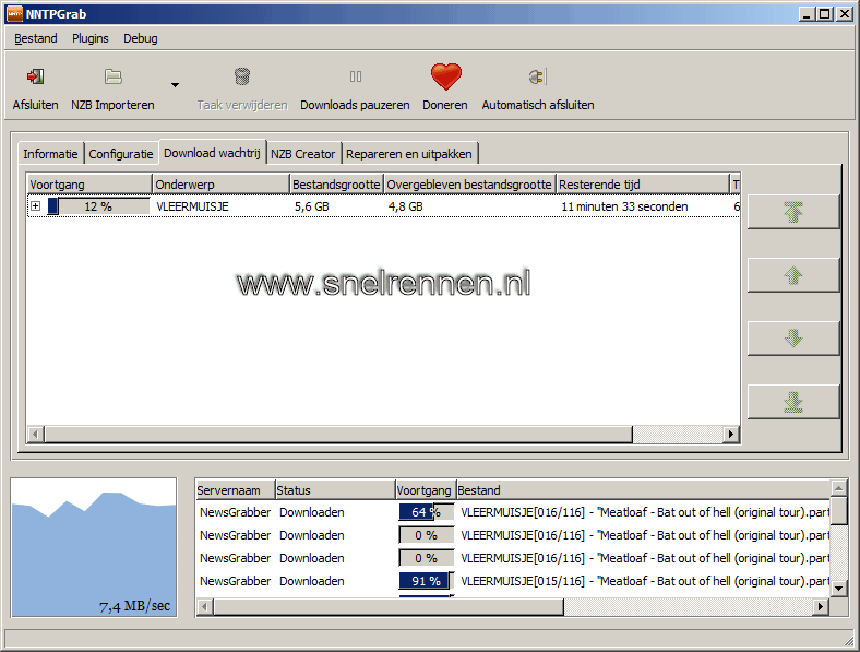 NNTPGrab aan het downloaden