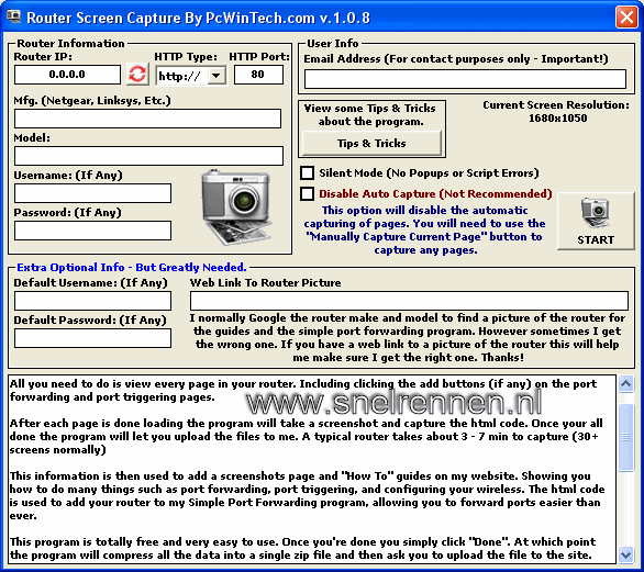 Router Screen Capture hoofscherm