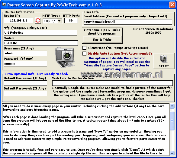 Router informatie opgeven